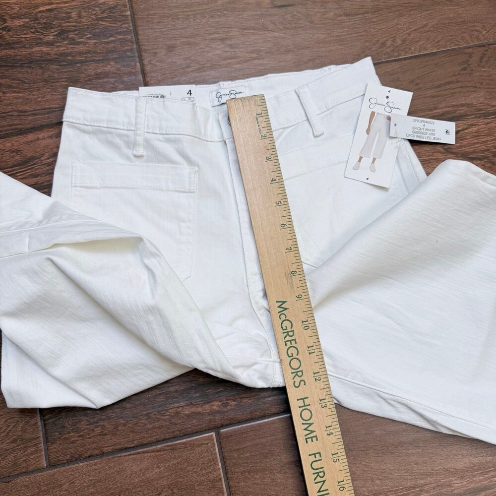 Jessica Simpson Sz 4 Cropped Wide Leg High Rise Jeans White NWT - Picture 6 of 8
